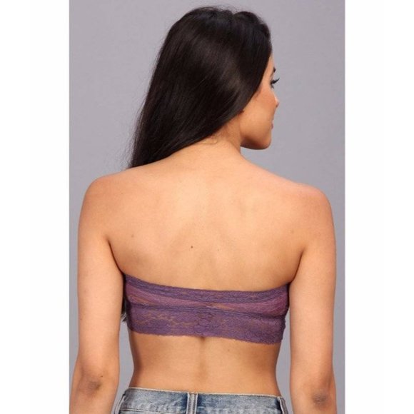FREE PEOPLE Lace Bandeau Bralette Bra Deep Lavender Purple Medium NEW - Picture 3 of 6